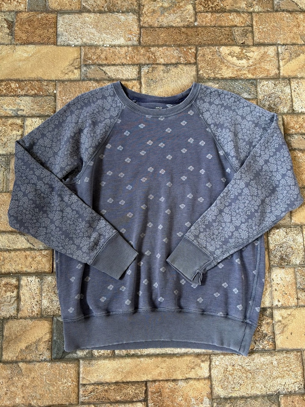 Aerie Blue Coastal Cowgirl beach bandana Floral Patchwork Crewneck sweater